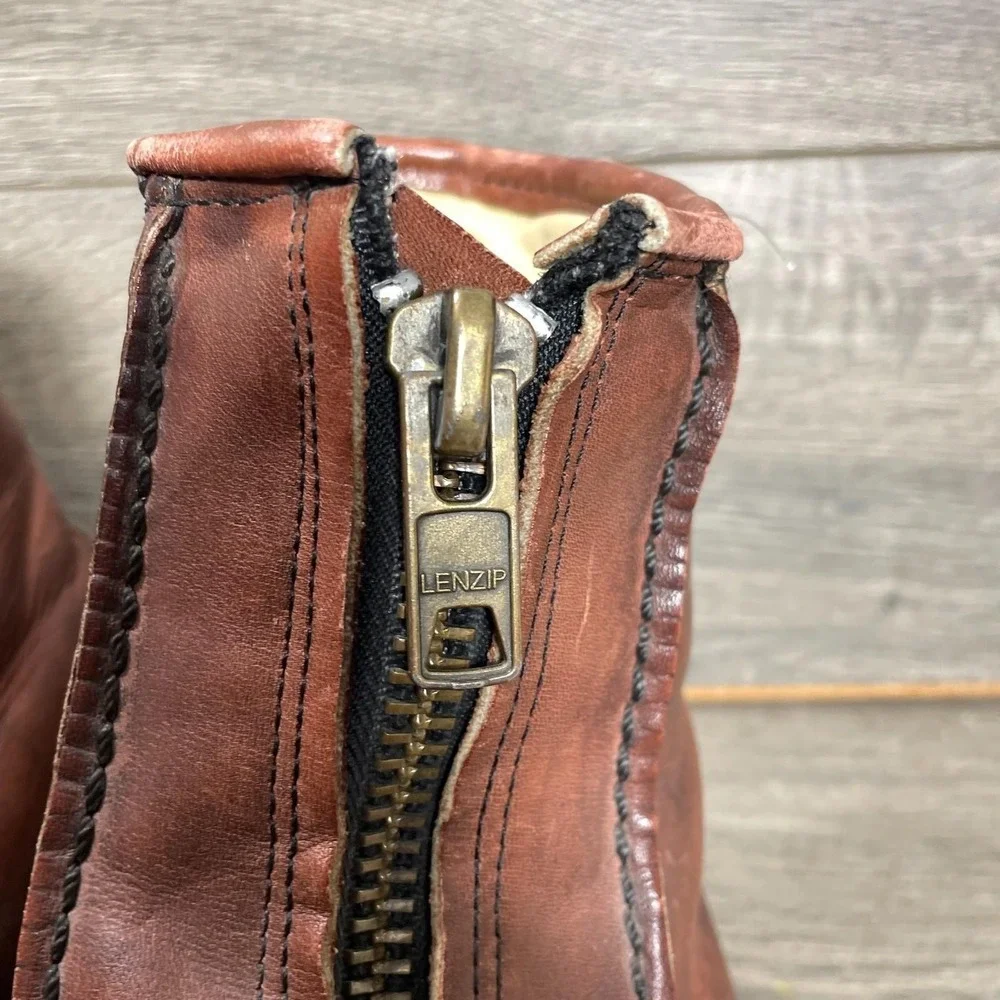 Double H Boots Mens 9.5 EEE Brown Leather Zip Up Ankle Insulated Stadium‎ Retro